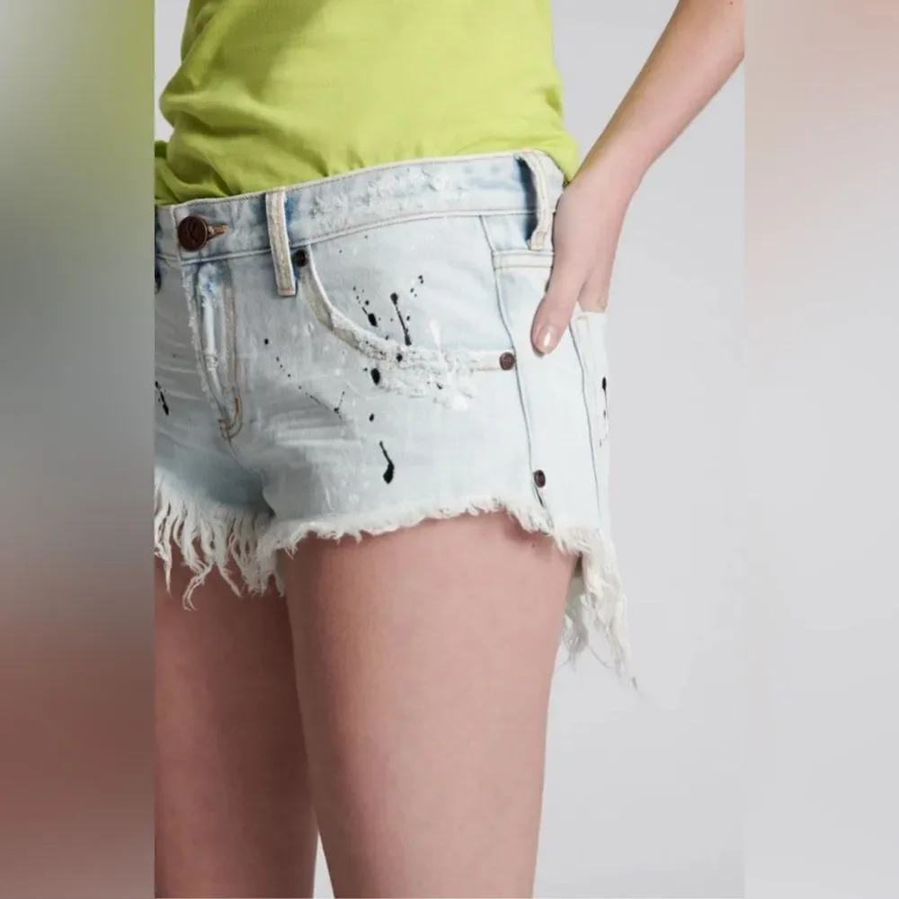 One Teaspoon cut off shorts Bonitas jean shorts Florence paint splatter. 32. New